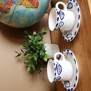 Vintage Living Art Peacada mugs and saucer
